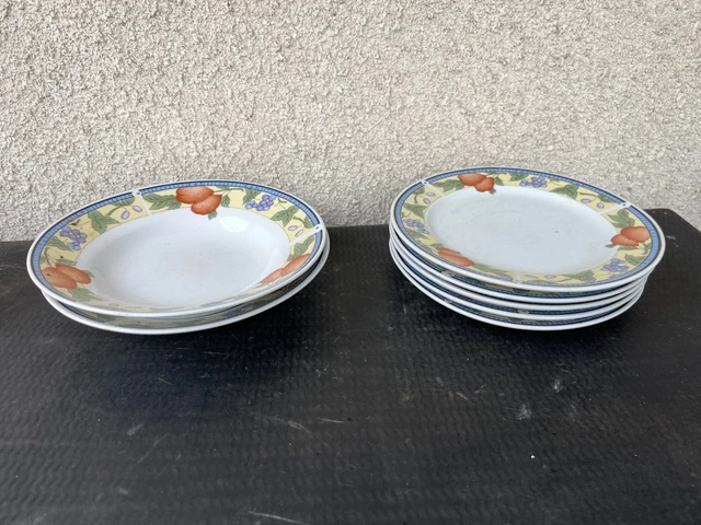Lot Vintage Arcopal : 2 Assiettes Creuses + 1 Coquetier En Verre Multicolore