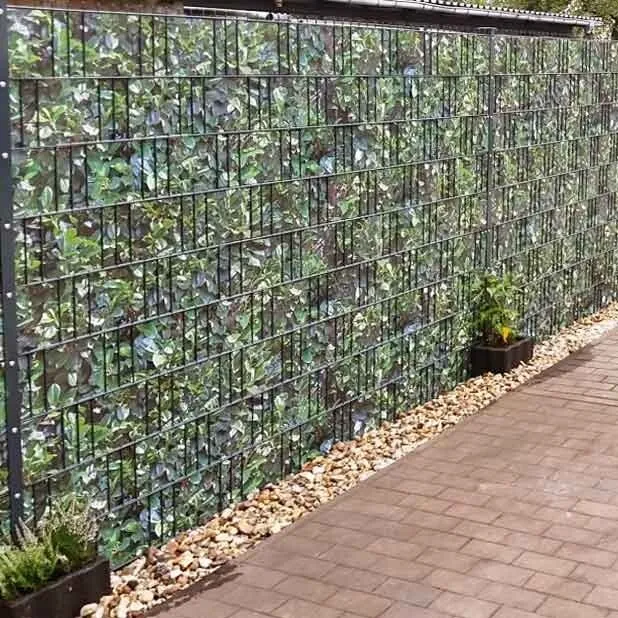 Bedruckte Sichtschutz Streifen Pflanzen Hecken Zaun Motiv - Kirschlorbeer
