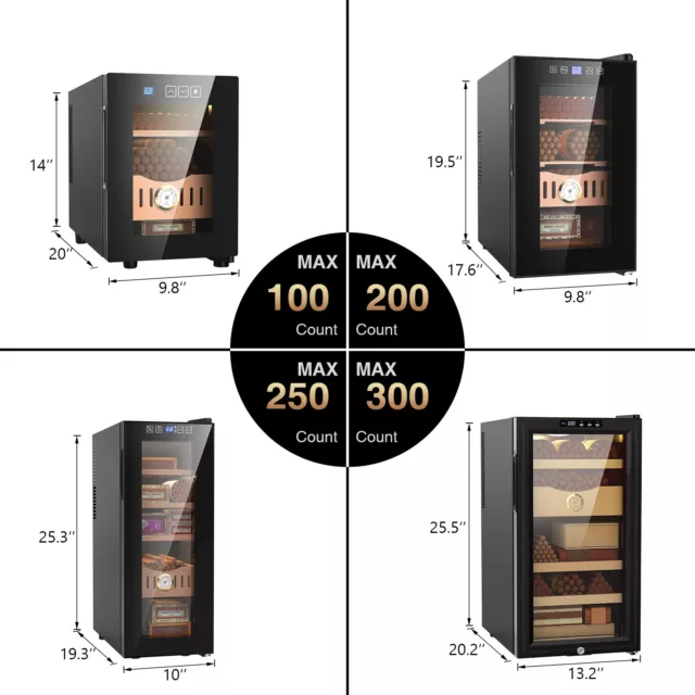 30L Electric Humidor Cigar Cooler W/Spanish Cedar Wood Shelves Cooling & Heating