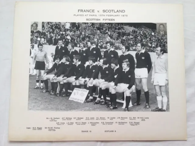 Original B&W Photograph  Scotland XV Rugby Team 15/02/1975 at Parc des Princes