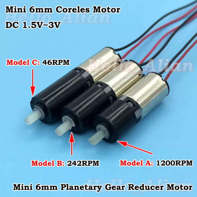 DC 3V Micro Mini 6mm Planetary Gearbox Gear Reducer Motor Micro Coreless Motor