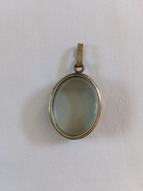 Pendentif Médaillon Porte-Photo Double Face – Doré, Portrait Soldat, Thème Militaria, Occasion