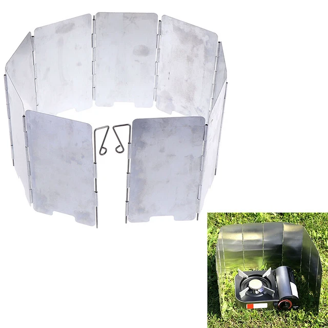 Pare-brise Camping Pare-brise Pliable à 9 Plaques Pour Cuisinière à Gaz De Camping En Plein Air~p141017228 Pare-brise Avec Clous Sol Rangement Boîte