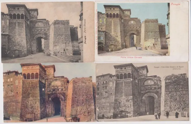 4 Antiche Cartoline Di Perugia - Arco Etrusco - Piccolo Formato, Basso Costo