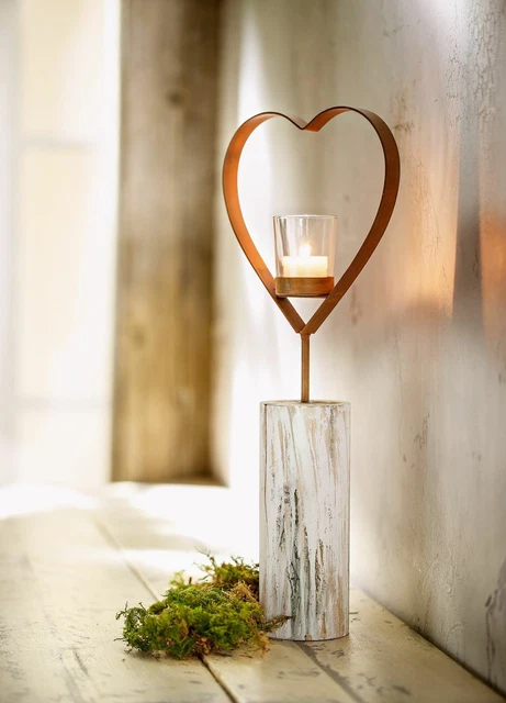 Salvare Set 2x Teelichtsäule " Cuore " Candela Bagliore Luce Lampada