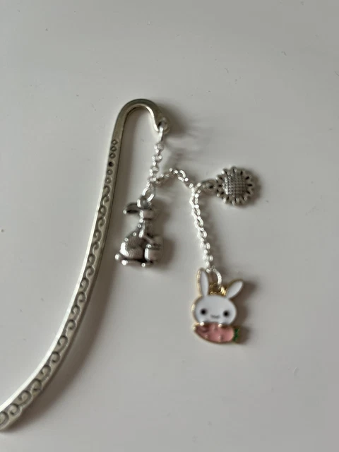 Bunny Rabbit Charm Tibetan Silver Bookmark birthday gift & gift pouch