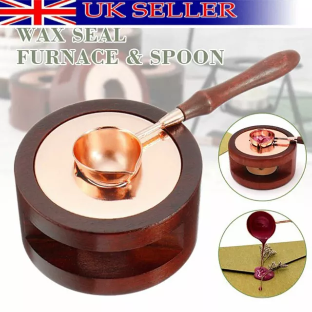 Retro Wax Seal Stamp Warmer Furnace Stove Pot Melting Spoon Kit Stamp Tool UK