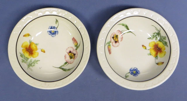 Rare Pair Southern Pacific RR Prairie Mountain Wildflowers 5" Desert/Salad Bowls
