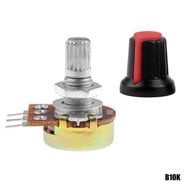 ALLECIN 3 Pezzi 1K Ohm Potenziometro Rotativo Lineare Singolo WH148 B1K Potenziometri Rotativi a Cono a Film di Carbonio Lineari 3 Terminali con Cavo Connettore XH2,54-3 Pin e Manopola