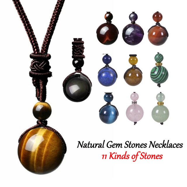 Natural Gem Stones Necklaces & Pendants Lucky Obsidian Lapis Tiger Eye Chain