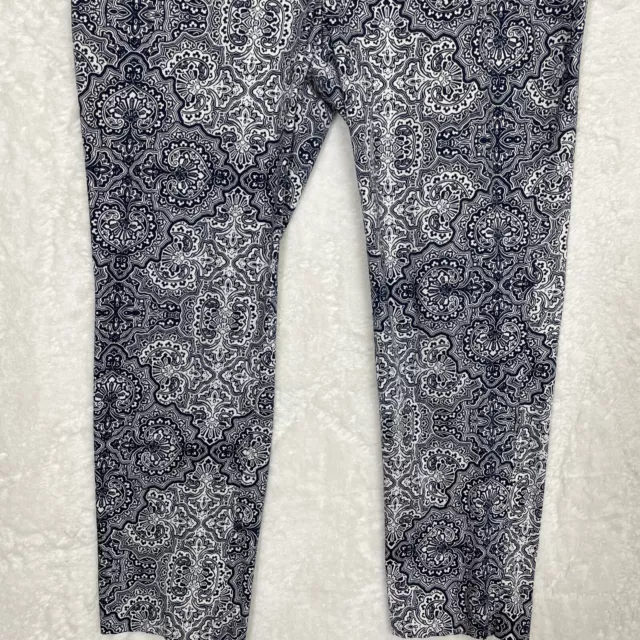 ANNE KLEIN PANTS Size 12 Multicolor Damask Flat Front Stretch Tapered ...