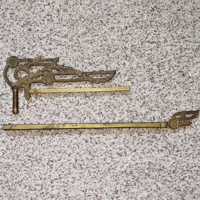 Antique Swing Arm Curtain Rod Ornate Cast Iron Art Nouveau Magnetic Numbered 4