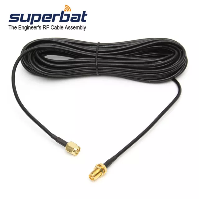 RP-SMA Male to Female WiFi Antenna Adapter Cable 20 feet for TP-Link ASUS Router 3