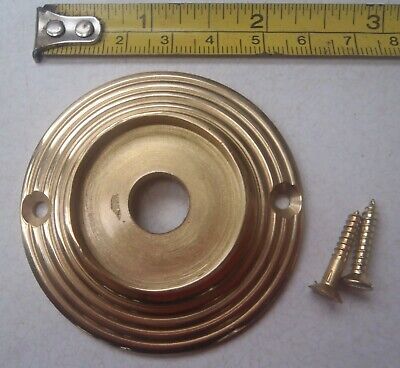 A New Unused Door Knob Back Plate Ringed Cast Brass Rim Lock Etc 58 Mm Diameter