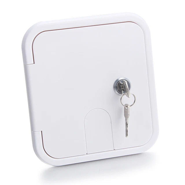 RV Trailer White Electric Power Cord Cable Hatch Compartment Lock & Keys