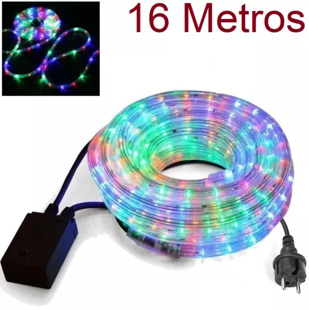 Tira de luz LED navidad jardín colores RGB decorar manguera 16 Metros waterproof