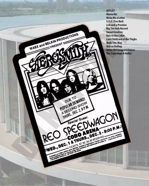 Dec 1976 Aerosmith REO Speedwagon Detroit Concert At Cobo Hall 8x10 Photo