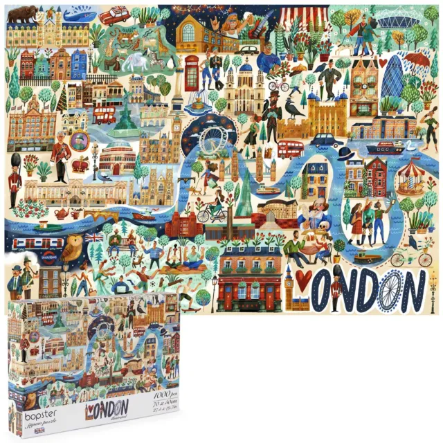 1000 Piece Jigsaw Puzzle Adult London City 100% Recycled Card 70 x 50cm