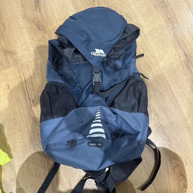 Trespass Inverary Rucksack 45L Blue Lots Of Stowage Areas,waterproof Cover F/DEL