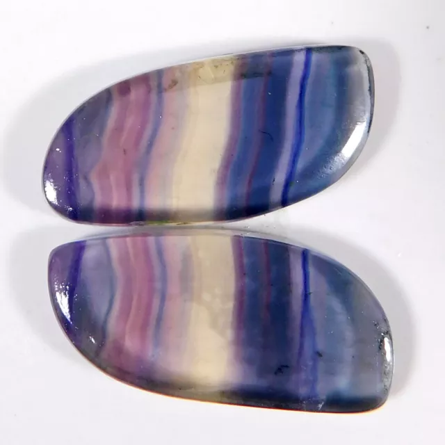 Naturel Marvelous Arc-en-Ciel Fluorine Paire 38.60Cts. Chic Cabochon Libre Gemme