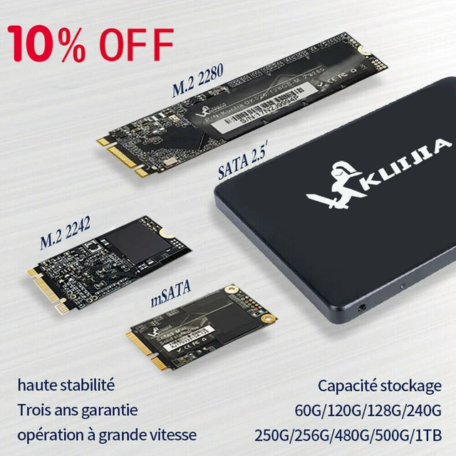 SSD Interne 240 Go SATA III - Vitesse Jusqu’à 520 Mo/s, Format 2,5 Pouces - Compatible Ordinateurs Portables Et Fixes, Grande Endurance
