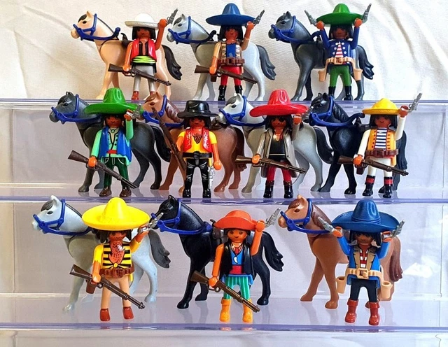 Playmobil 10 Bandidos MEJICANOS a Caballo Western Oeste Diligencia Indios