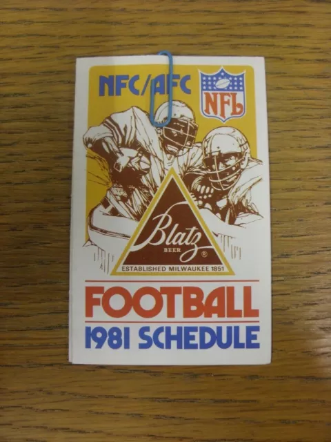 1981 American Football Fixture Card: American Football Conference/National Footb