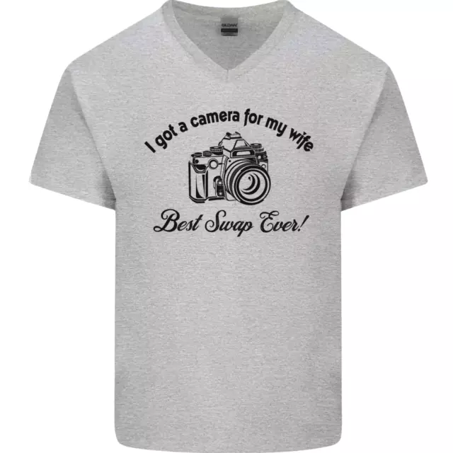Camera for My Wife Photographer Photography Mens V-Neck Cotton T-Shirt