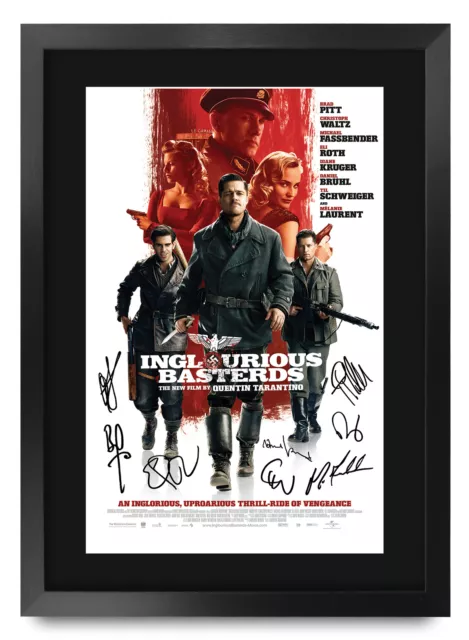 Inglourious Basterds A3 Framed Brad Pitt Poster Signed Photo Print for Movie Fan