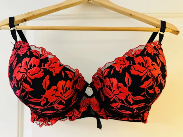 Ann Summers Sexy Lace Double Boost Push Up Cleavage Bra 32A~38DD Red