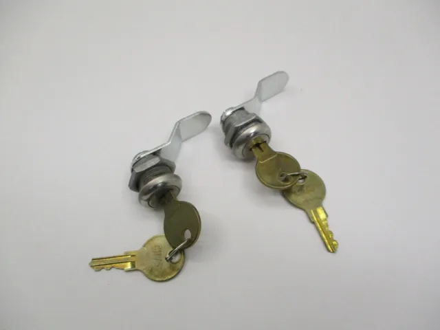 (2) Locking Cam Keysets Lock Sets / Box Door Cabinet Lid Compartment RV Lockset