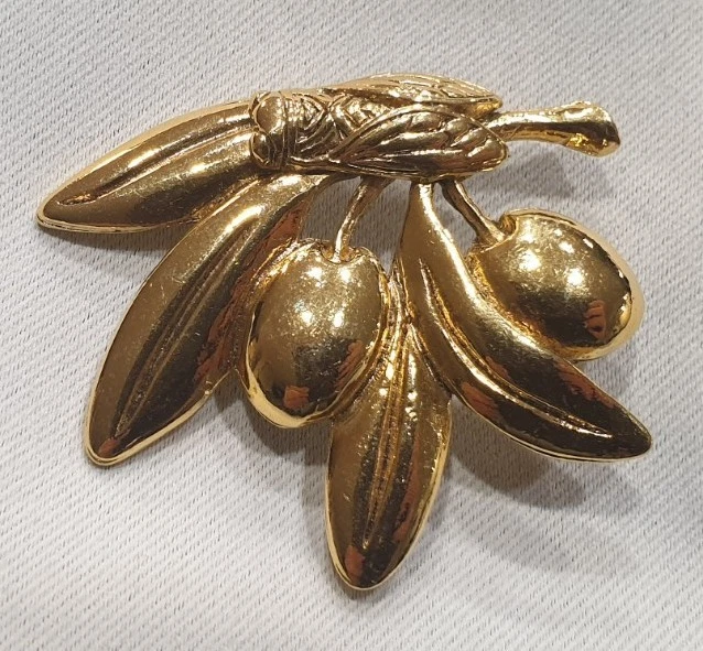 Broche Cigale Vintage En Or Avec Perle Topaze - Bijou Porte-Bonheur Rétro Numéro 5464