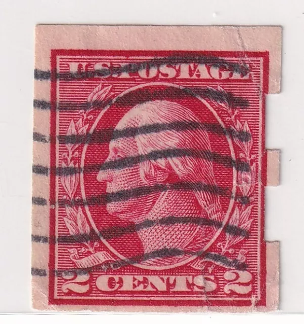 USA stamps_George Washington 2C _ Shermack Machine Perf_ Cancel: Waves+_damaged