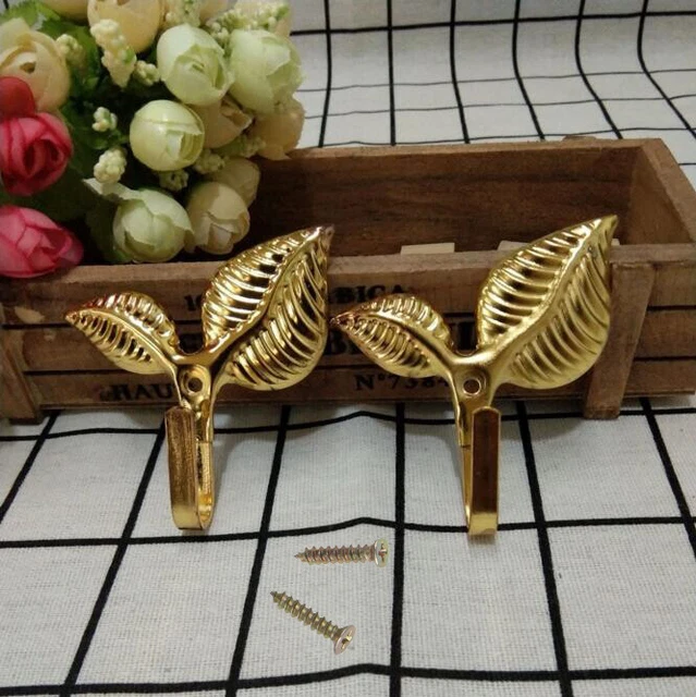 1 Pair Metal Leaf Window Curtain Tie back Holdback Hooks Wall Hook Hanger Holder