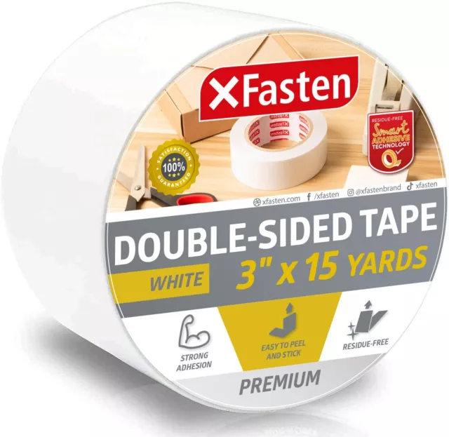 XFasten Tear-by-Hand Double Sided Tape, 3/4-Inch by 20-Yards (3-Pack), Easy  T