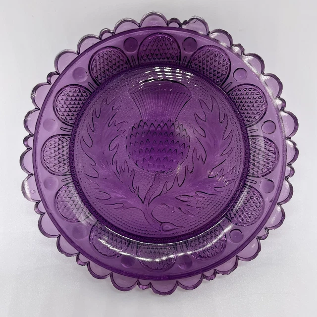 Boston and Sandwich Glass Co Thistle Amethyst Purple Mini Cup Plate Scallop 1800