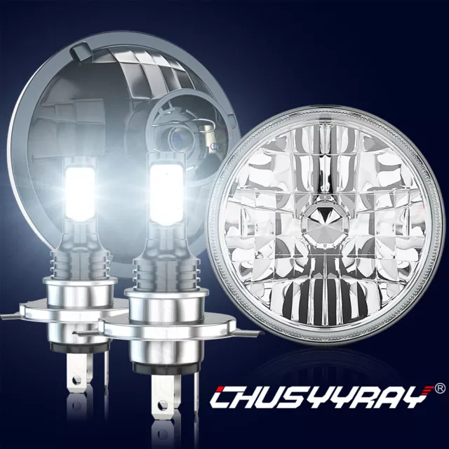 Pair 7" Inch LED Car Headlight Parts Round HI/LO Beam for Chevy Pickup Truck3100