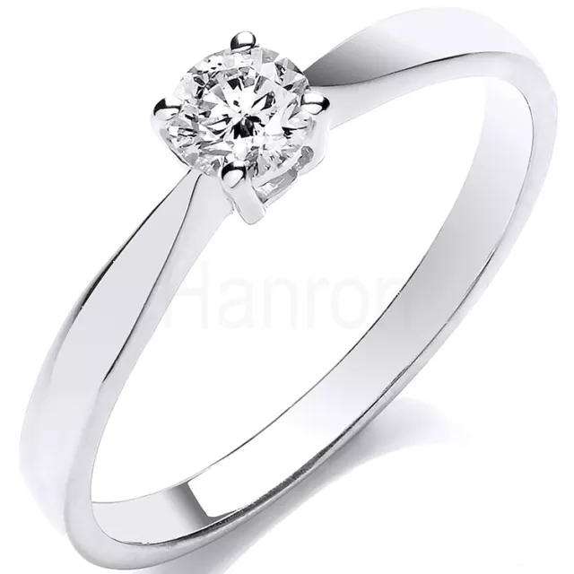 9Ct Hallmarked White Gold 0.25 Cts G/H Si Diamond Solitaire Engagement Ring