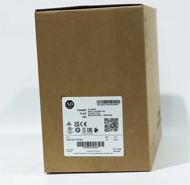 AB 25B-D017N104 PowerFlex 525 7.5kW 10Hp AC Drive 480V Newest
