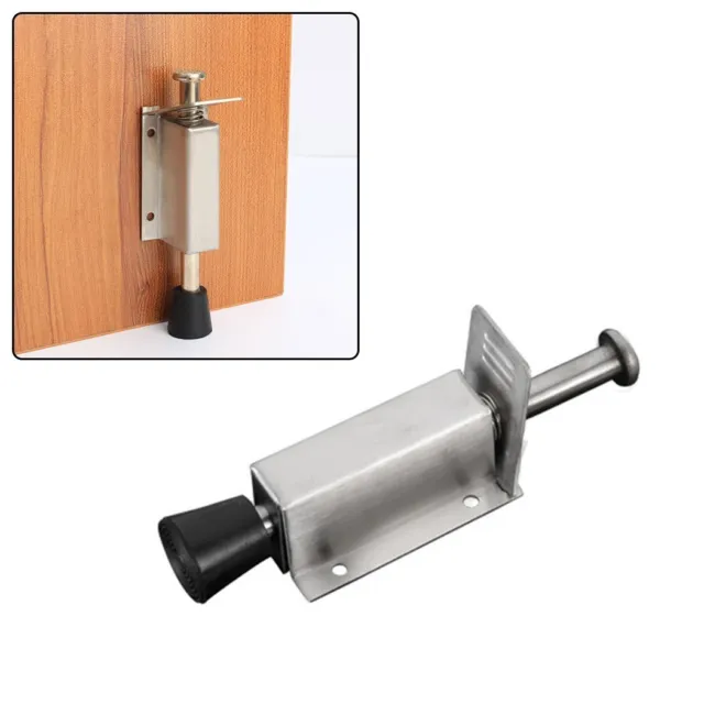 Hands Free Door Stopper Stainless Steel Foot Operated with Rubber Grip