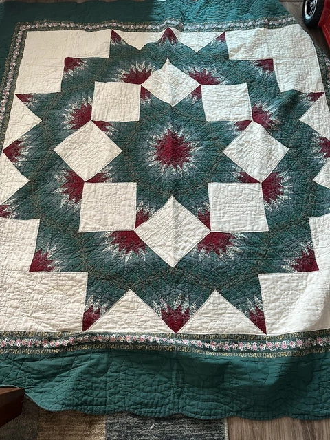 Handstitched Quilt Vintage Size 72 X 80 Lone Star Pattern