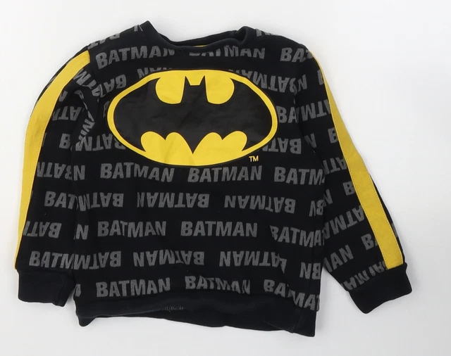 Felpa pullover Batman Boys nera colorblock cotone taglia 2-3 anni pullove