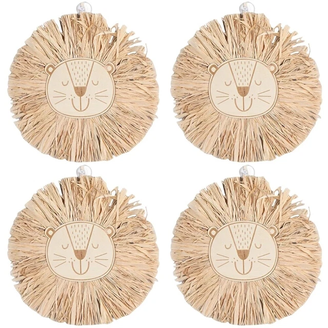 4 Pieces Raffias Woven Wall Art Wall Hangings Macrame Basket Accessories