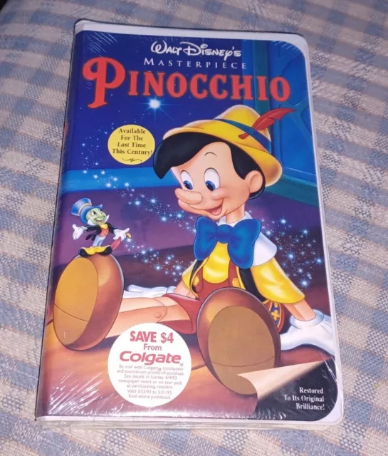 SEALED NEW 1993 Walt Disney's PINOCCHIO Masterpiece Collection VHS MOVIE HTF