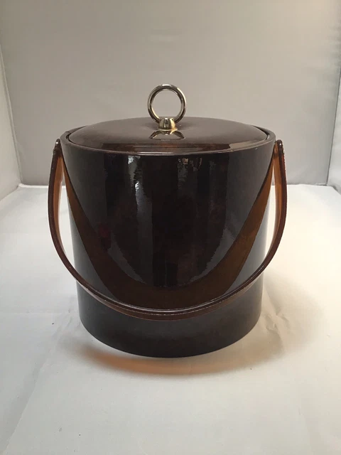 Vintage Georges Briard Ice Bucket Tortoise With Lucite Handle & Lid. Midcentury Vintage Georges Briard Ice Bucket Tortoise With Lucite Handle & Lid. Midcentury