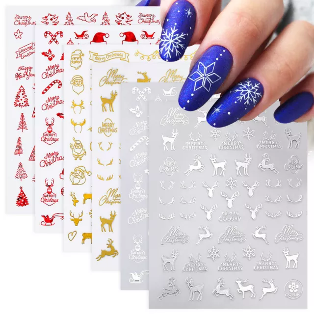3D Stickers Ongles Noël Adhésif Art Manucure Décor Autocolla ,