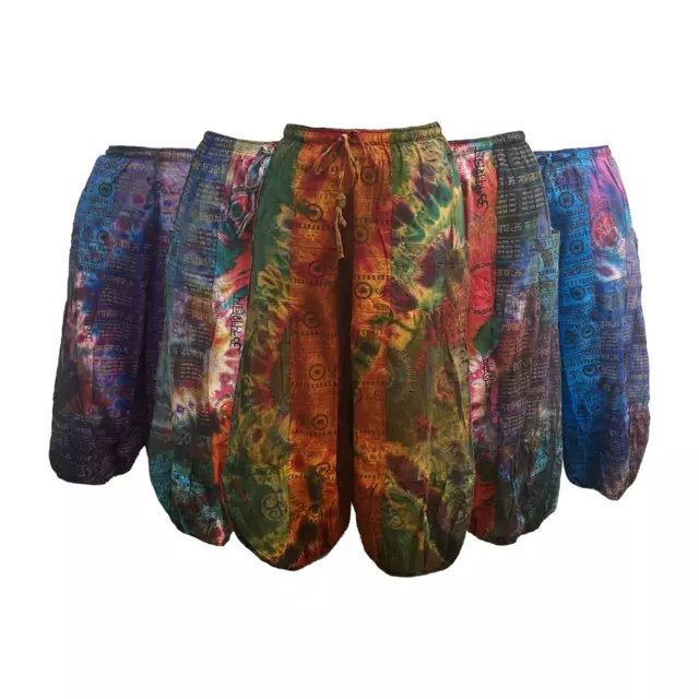 Pantaloni Hippie Tie Dye OM Boemian Harem Churidar Baggy Uomo Donna