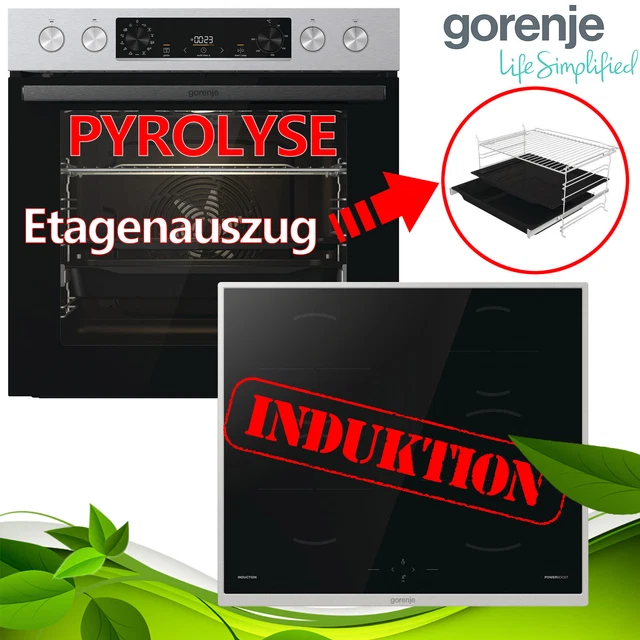 Einbau Herdset PYROLYSE Induktion Backofen Edelstahl Glaskeramik Kochfeld NEU