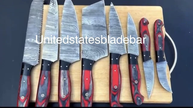 HANDMADE DAMASCUS STEEL CHEF KNIFE SET, KITCHEN KNIFE SET With EXOTIC WOOD HANDL