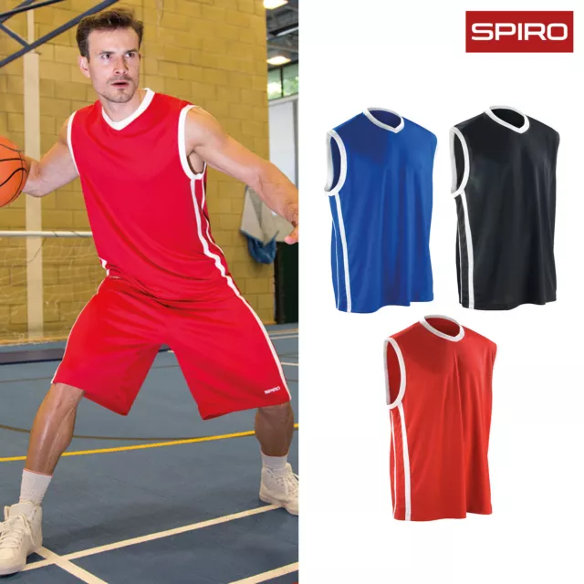 Spiro Basketball Collo a V Top ad asciugatura rapida S278M - T-shirt abbigliamento sportivo senza maniche